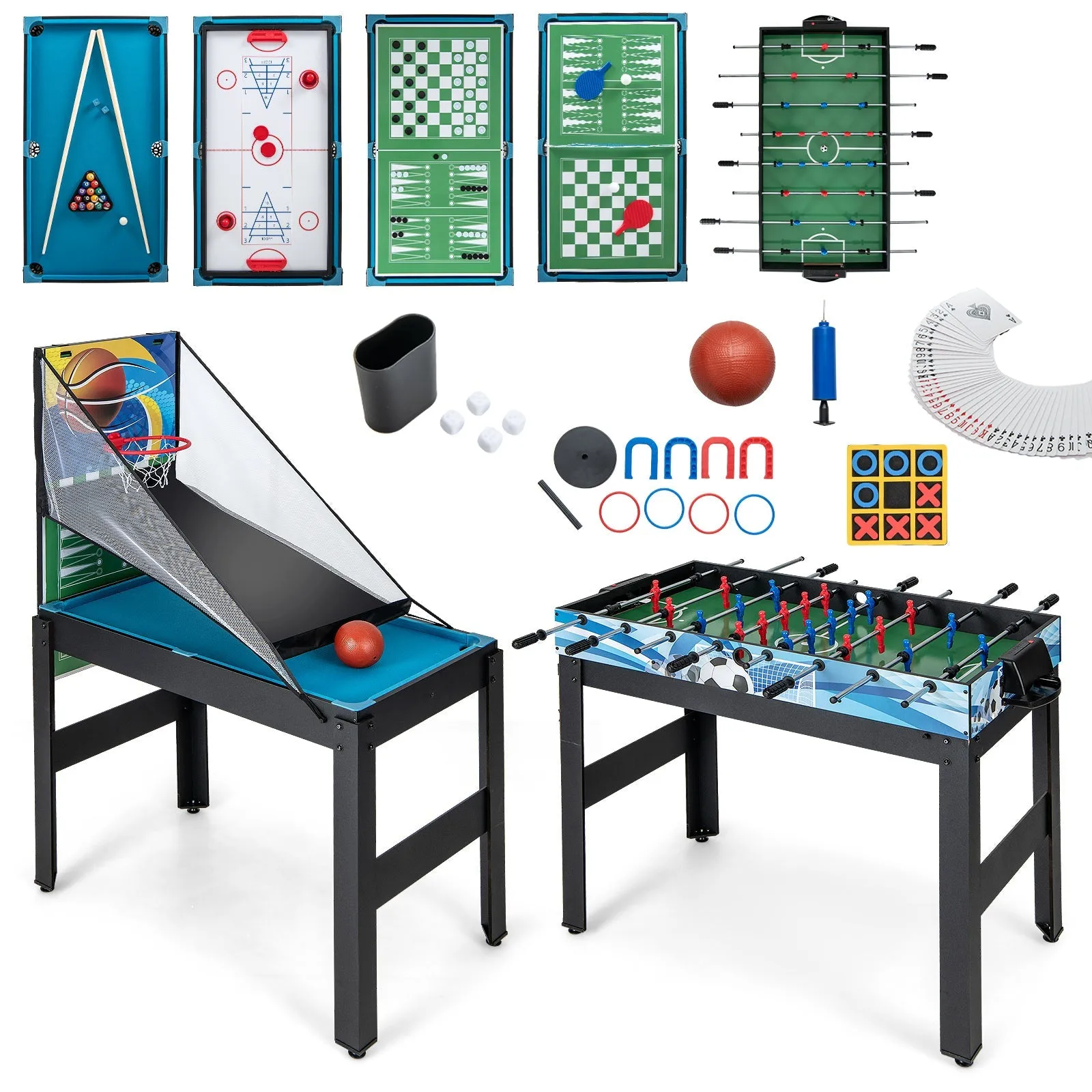 14-In-1 Game Table for Party Game Room Family Night