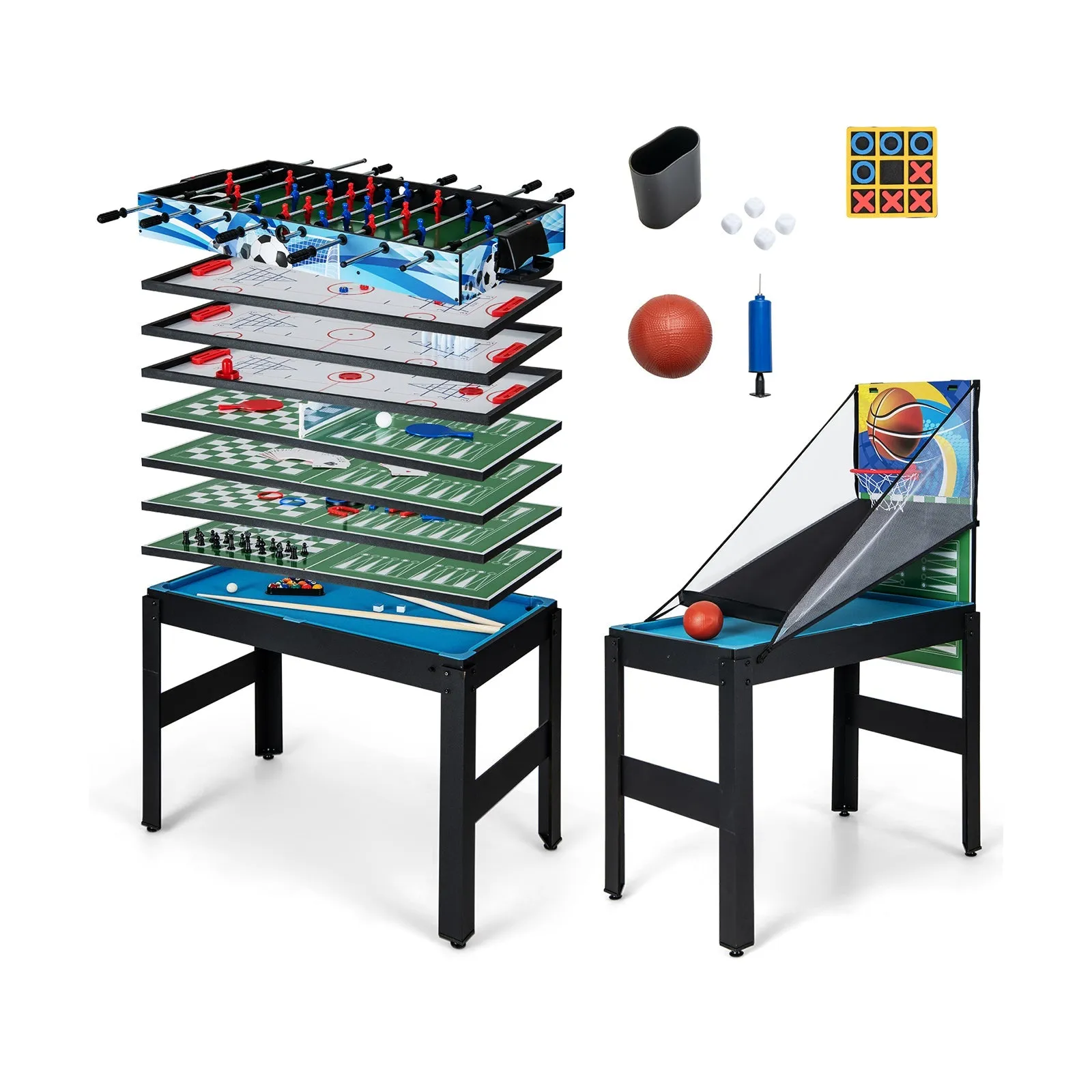 14-In-1 Game Table for Party Game Room Family Night