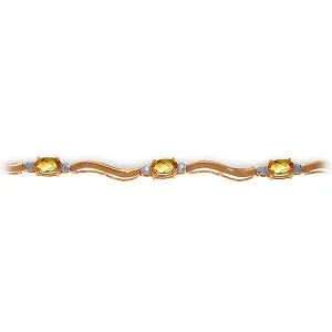 2.01 Carat 14K Solid Rose Gold Tennis Bracelet Diamond Citrine