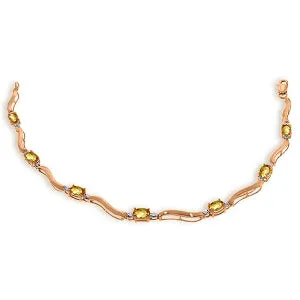 2.01 Carat 14K Solid Rose Gold Tennis Bracelet Diamond Citrine