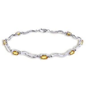 2.01 Carat 14K Solid White Gold Tennis Bracelet Diamond Citrine