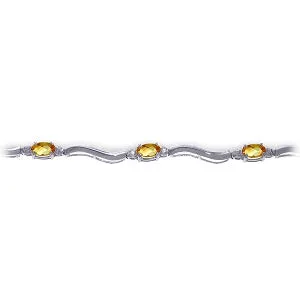 2.01 Carat 14K Solid White Gold Tennis Bracelet Diamond Citrine