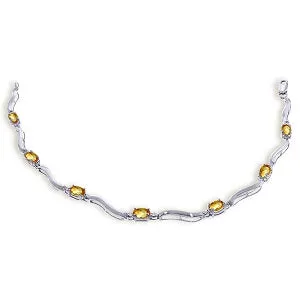 2.01 Carat 14K Solid White Gold Tennis Bracelet Diamond Citrine