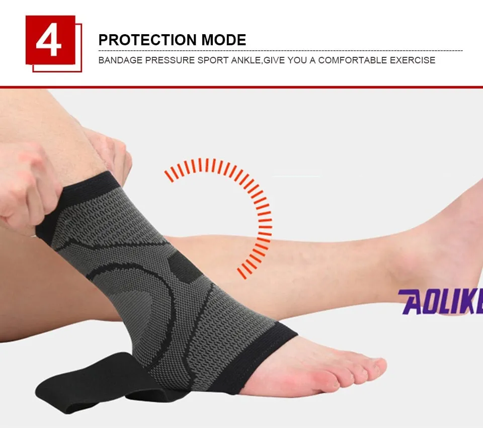 3D Weaving Elastic Nylon Strap Badminton Basketball Football Taekwondo Fitness Heel Protector Ankle Support Brace