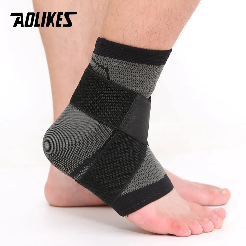 3D Weaving Elastic Nylon Strap Badminton Basketball Football Taekwondo Fitness Heel Protector Ankle Support Brace