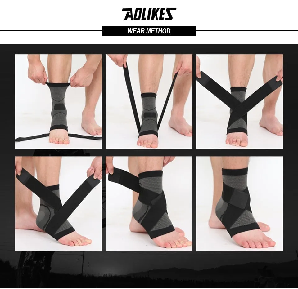 3D Weaving Elastic Nylon Strap Badminton Basketball Football Taekwondo Fitness Heel Protector Ankle Support Brace