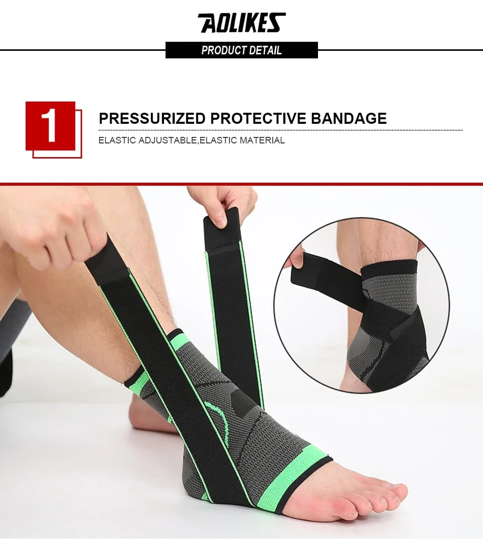 3D Weaving Elastic Nylon Strap Badminton Basketball Football Taekwondo Fitness Heel Protector Ankle Support Brace