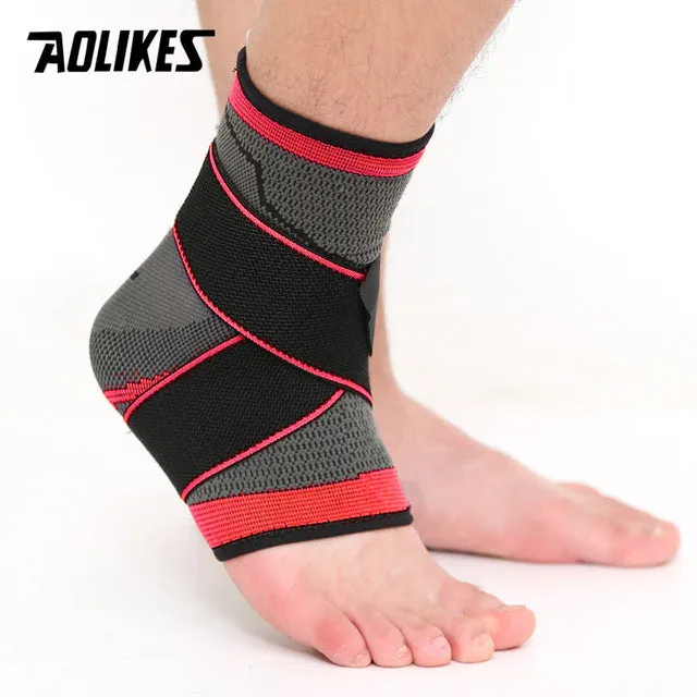 3D Weaving Elastic Nylon Strap Badminton Basketball Football Taekwondo Fitness Heel Protector Ankle Support Brace