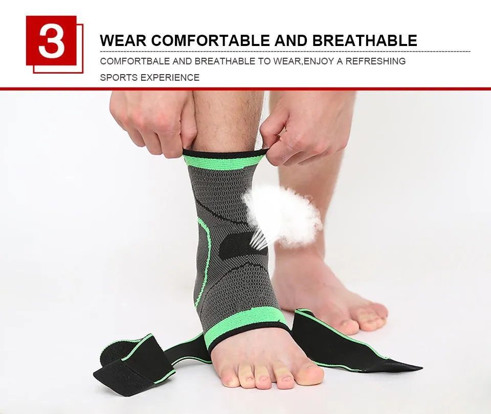 3D Weaving Elastic Nylon Strap Badminton Basketball Football Taekwondo Fitness Heel Protector Ankle Support Brace