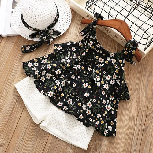 3pcs Ruffle Top, Shorts and Top Set