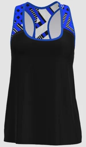 AB SPORT Women's Black Fine Lines Print Tennis Tank TT102-BFLR