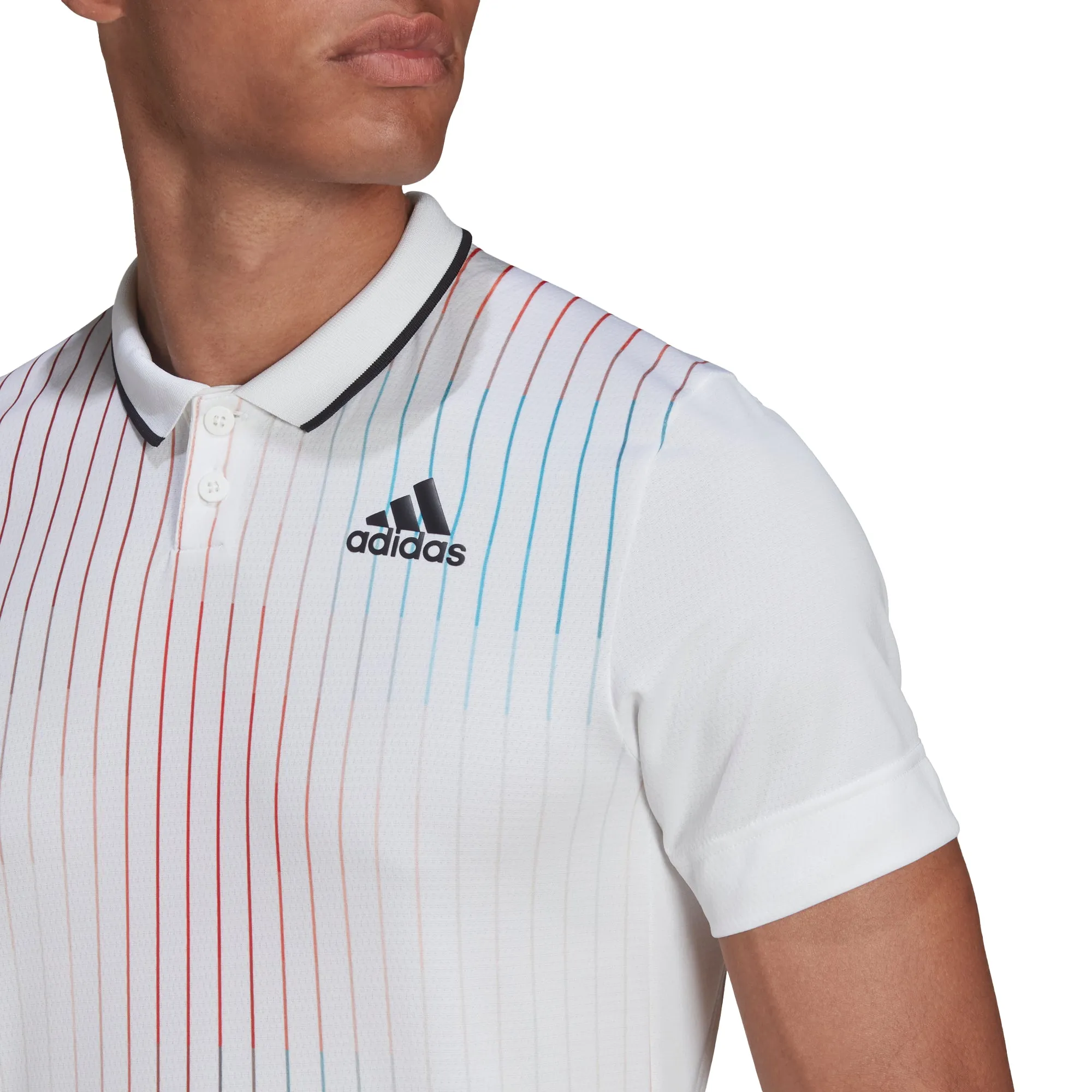 Adidas Melbourne Free lift Polo - White/Legacy Burgandy/Sky Rush