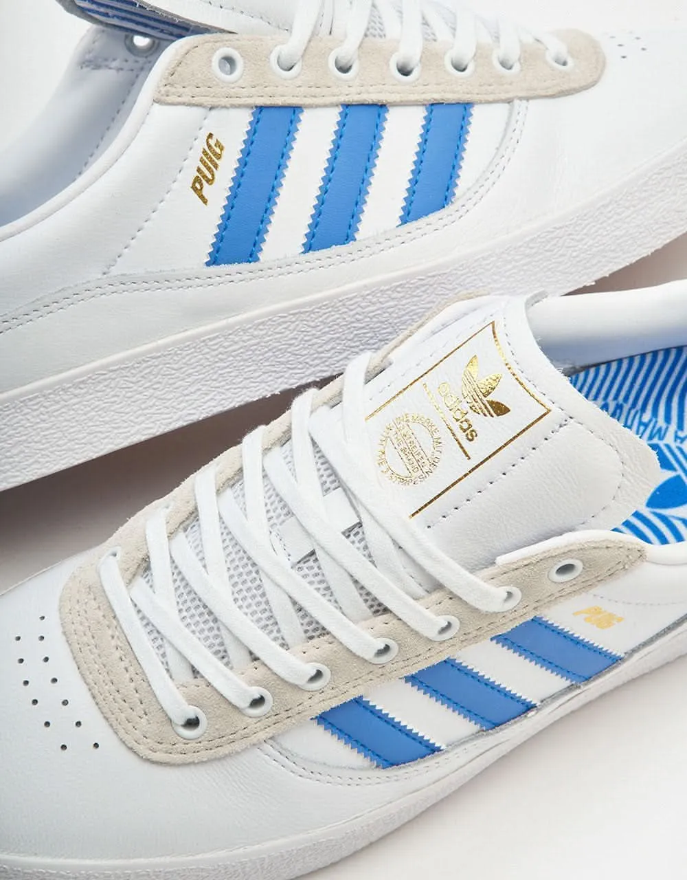 adidas Puig Indoor Skate Shoes - White/Bluebird/Gold Metallic