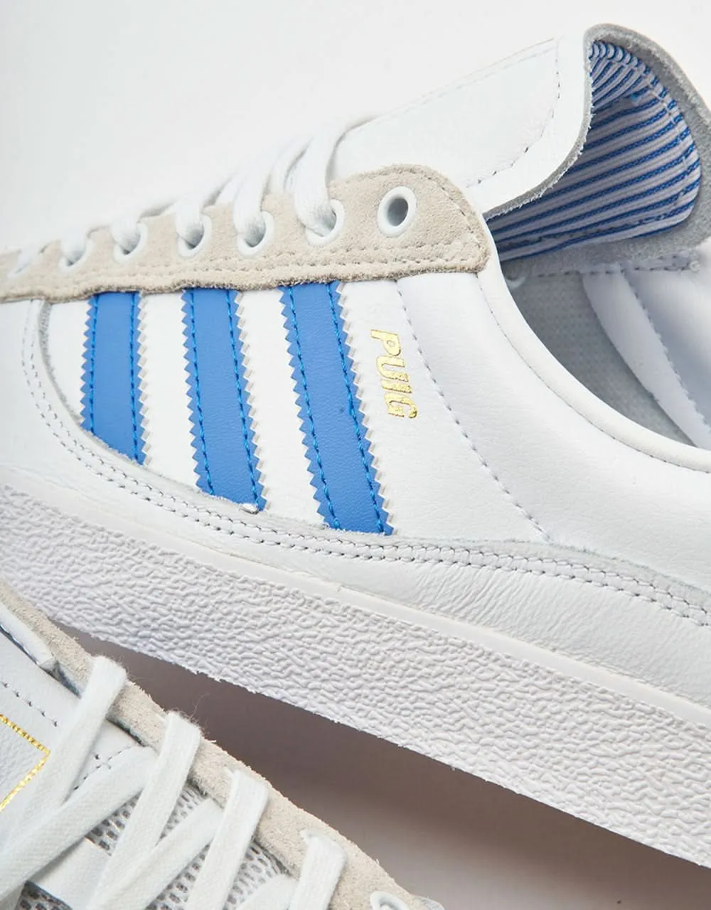 adidas Puig Indoor Skate Shoes - White/Bluebird/Gold Metallic