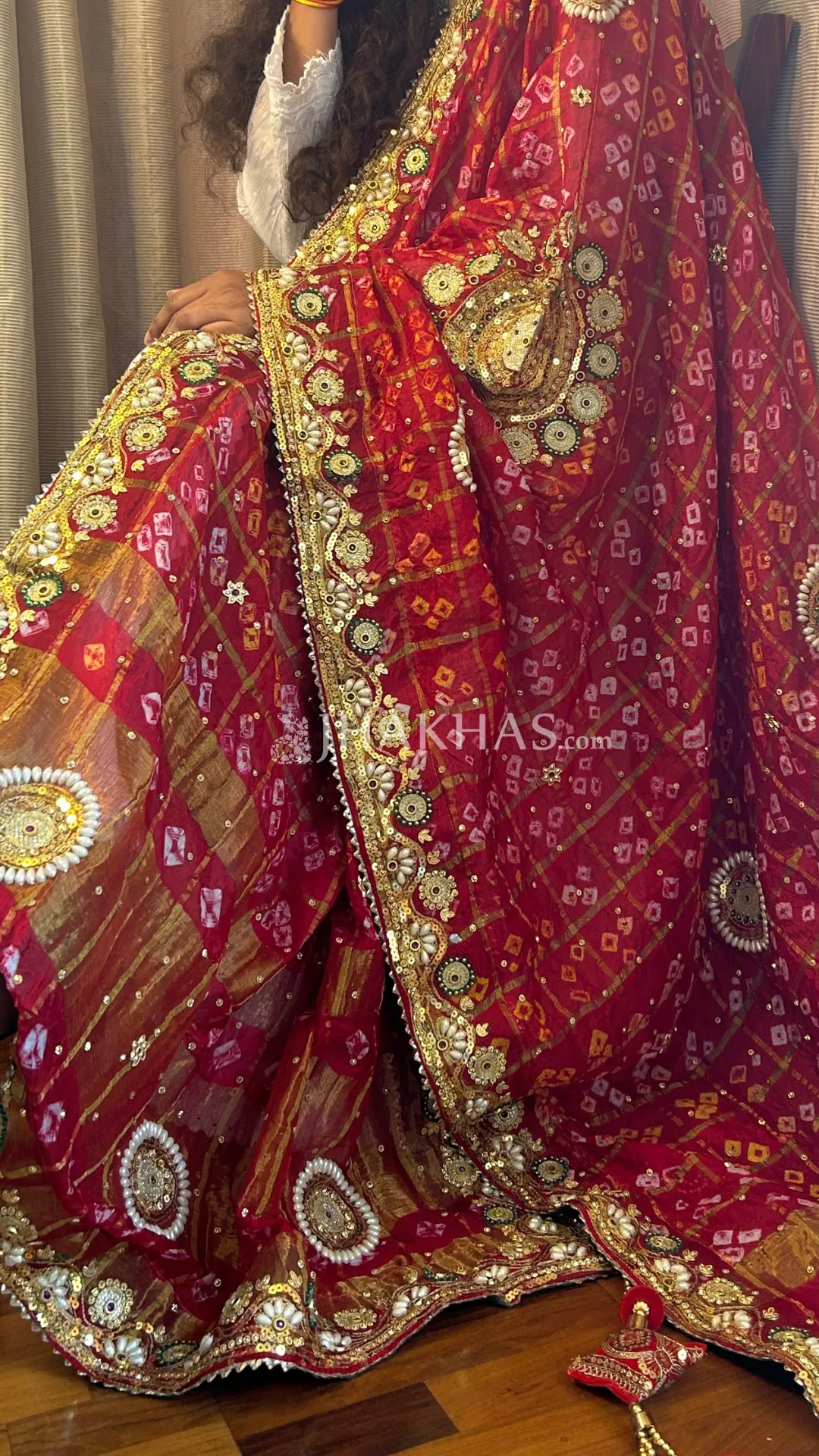 Bandhej Silk Red Marwadi Wedding Chunri