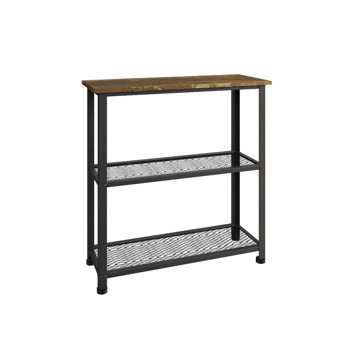 Banty Range Industrial Style Shoe Rack with Rustic Wood Grain and Black Metallic Frames | Holds 6-8 Pairs of Shoes, Perfect for Living Room or Bedroom Décor | Easy Assembly | H75.5cm x W75cm x D30cm