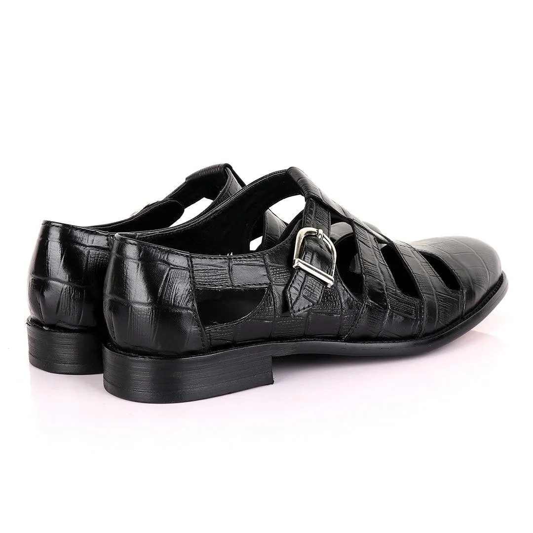 Berluti striped leather Men's Shoe-Black