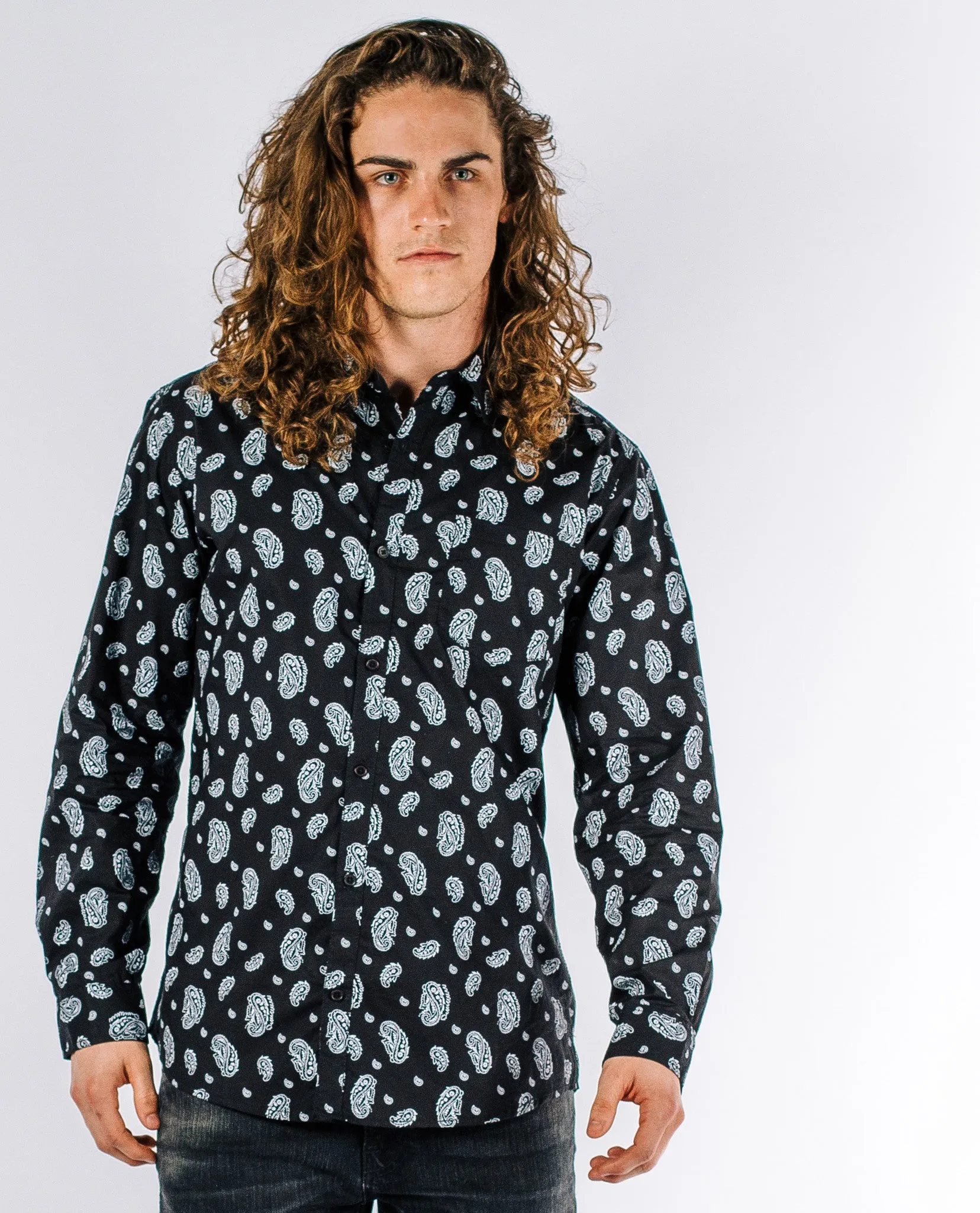 Black Paisley Buttonup