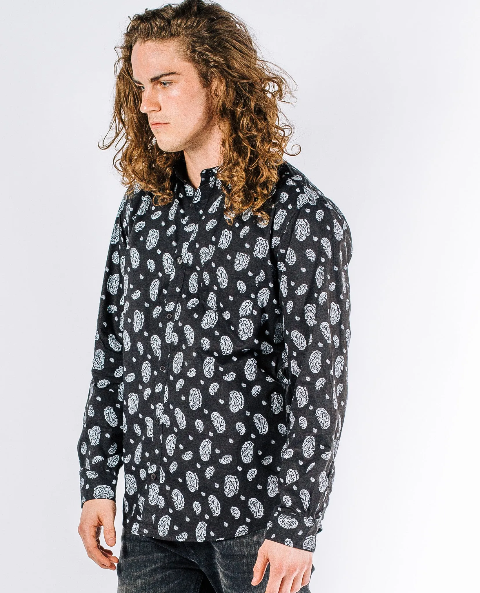 Black Paisley Buttonup