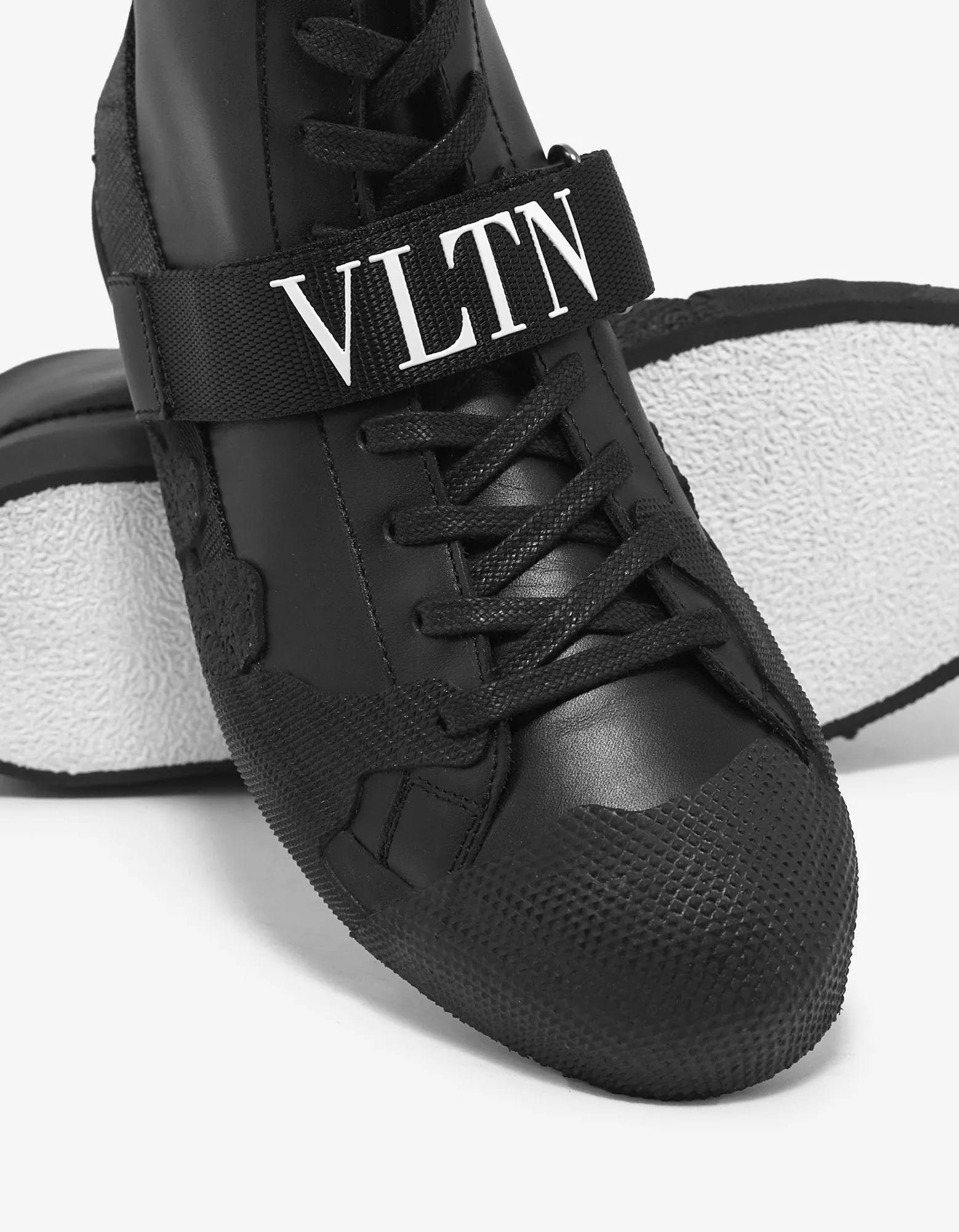 Black VLTN Strap High Top Trainers