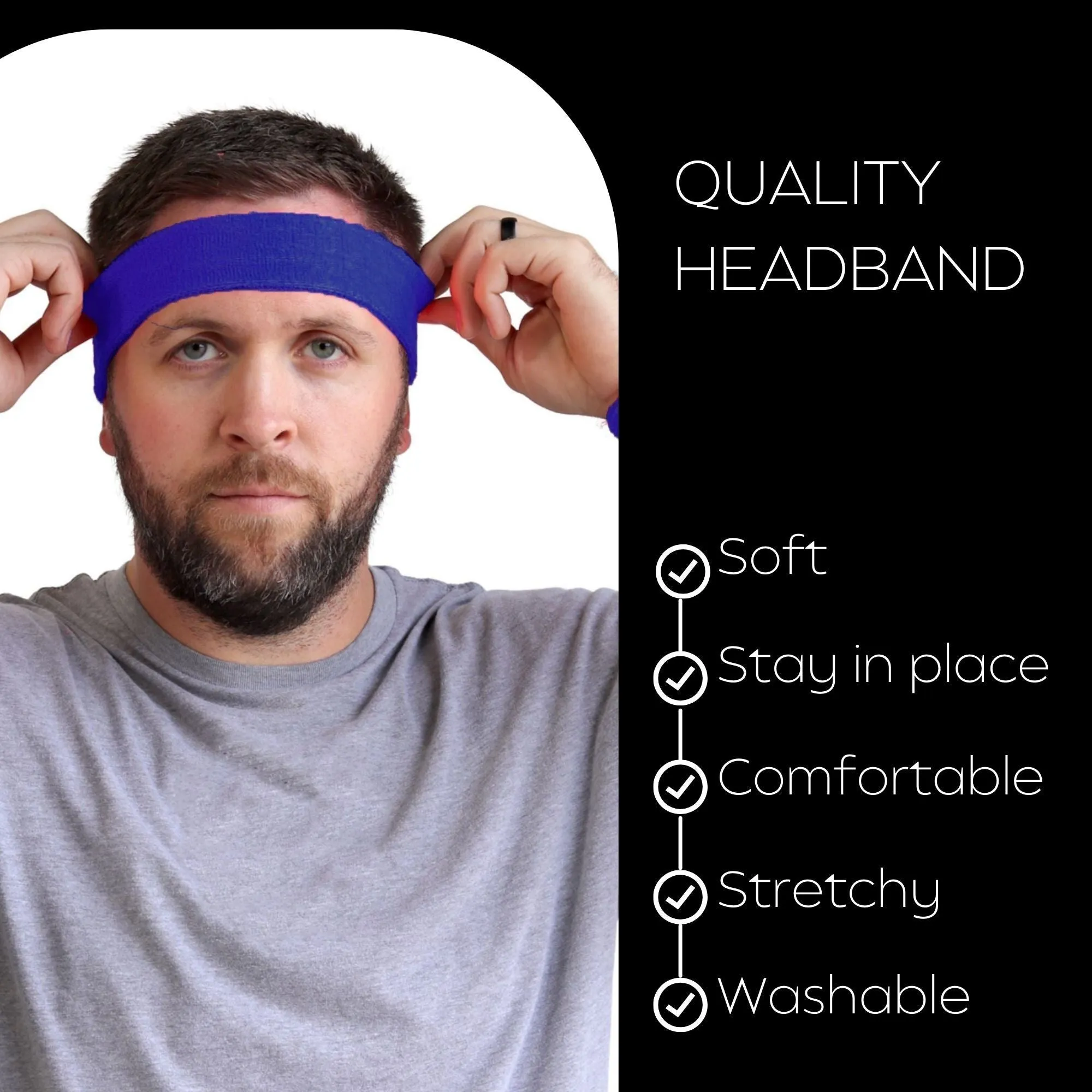 Blue Head Sweatbands - 12 Pack