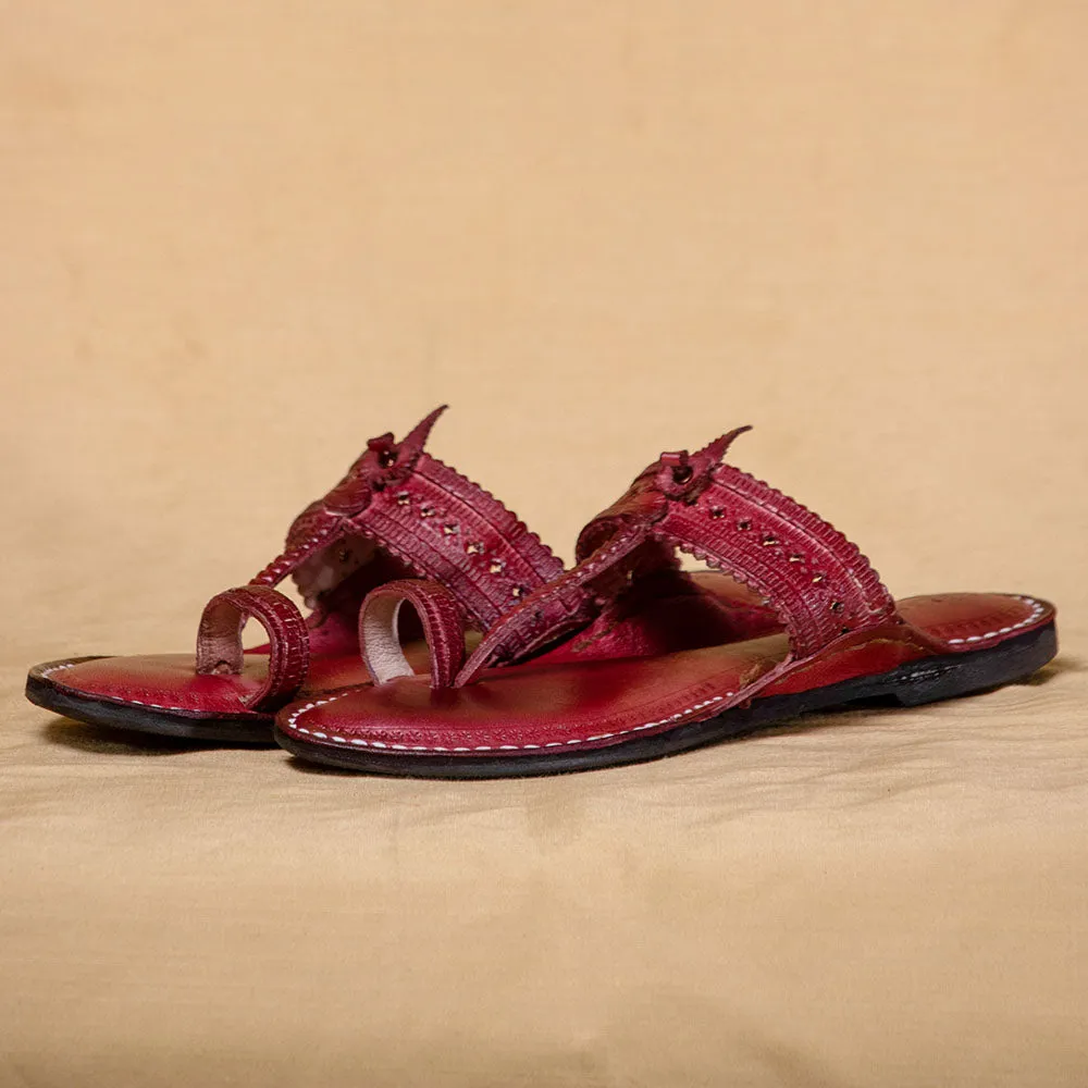 Bordeaux - Women Colorful Comfort: Classic Kolhapuri Leather Slippers