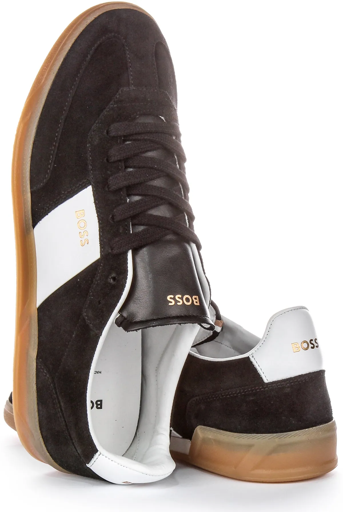 Boss Brandon Tennis Suede In Black White For Men