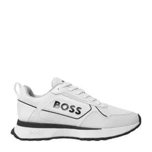 BOSS Jonah Mixed Material Side Logo Panel White Trainers