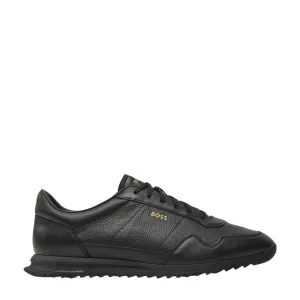 BOSS Zayn Low Top Perforated Leather Black Trainers