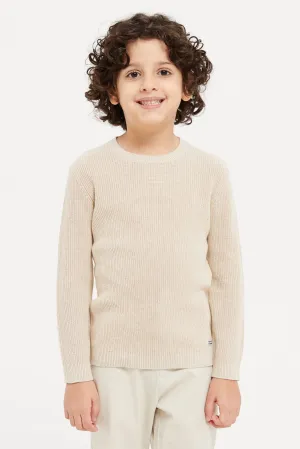 Boys Beige Knitted Jumper