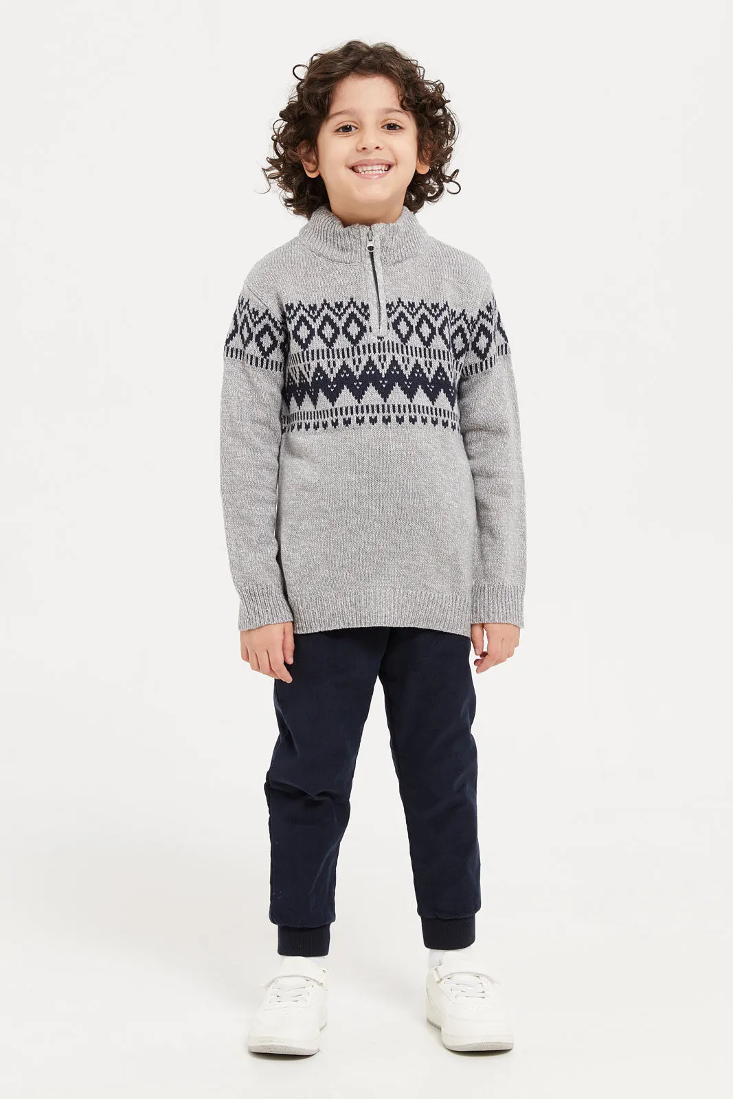 Boys Grey Knitted Jumper