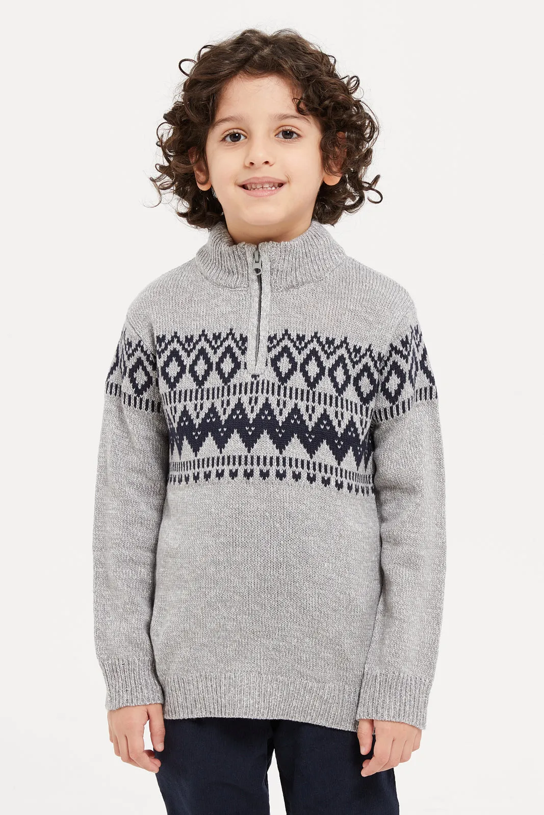 Boys Grey Knitted Jumper