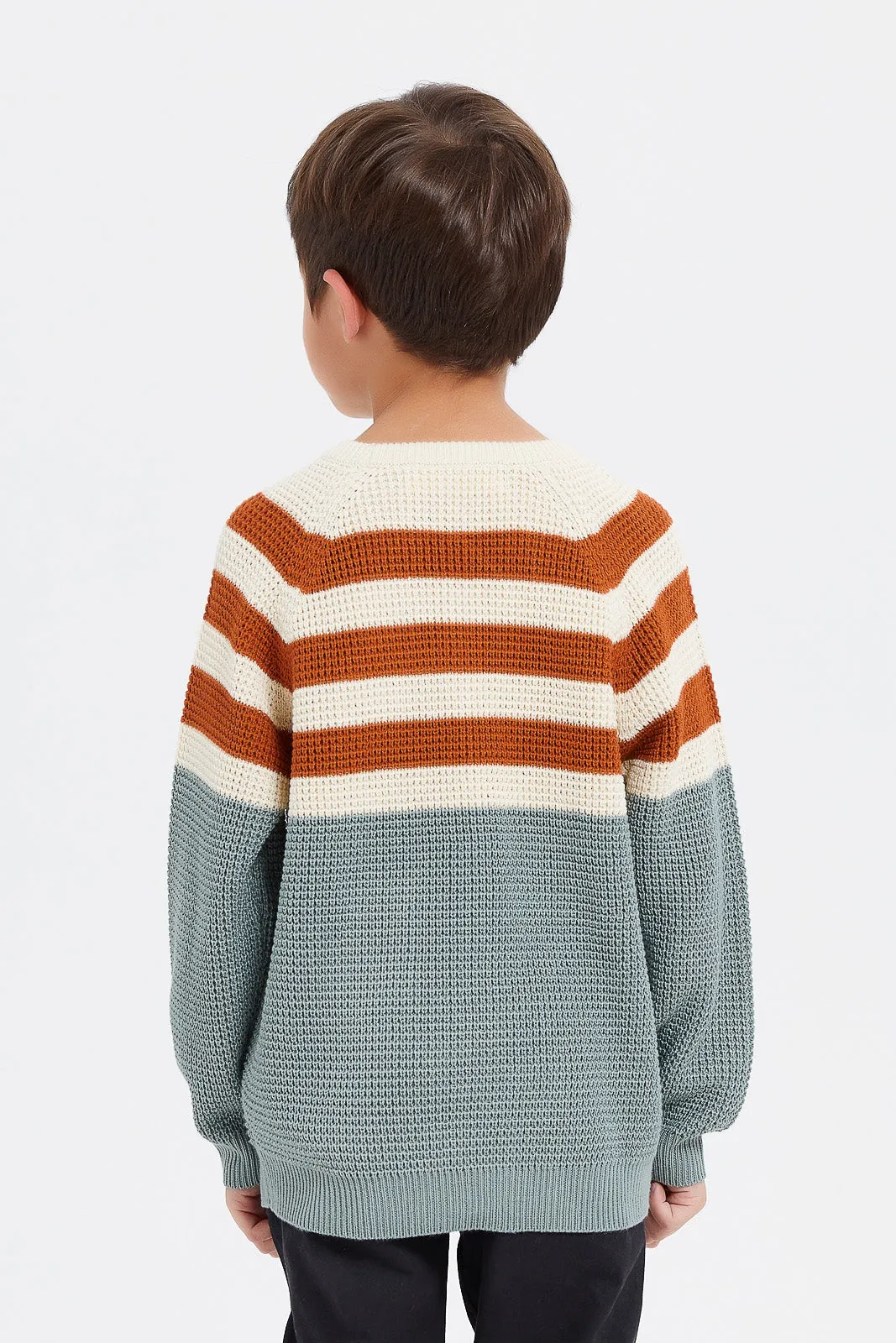 Boys Mint And Cream Knitted Jumper