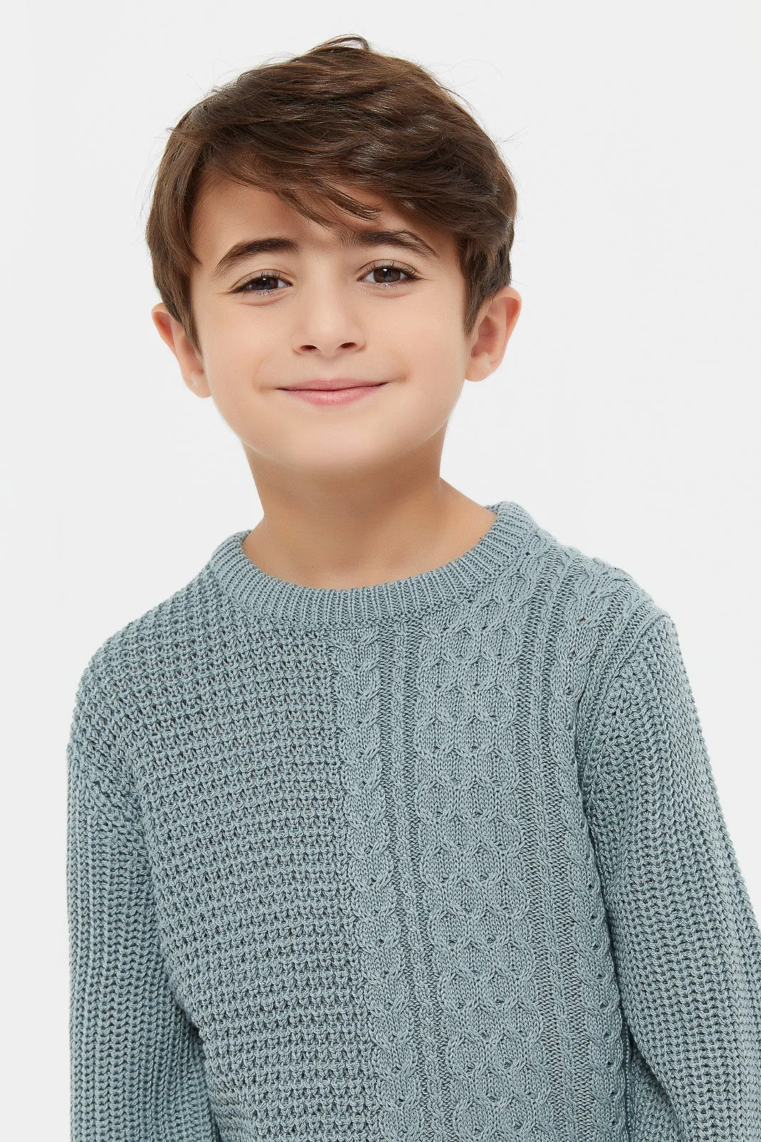 Boys Mint Knitted Pullover