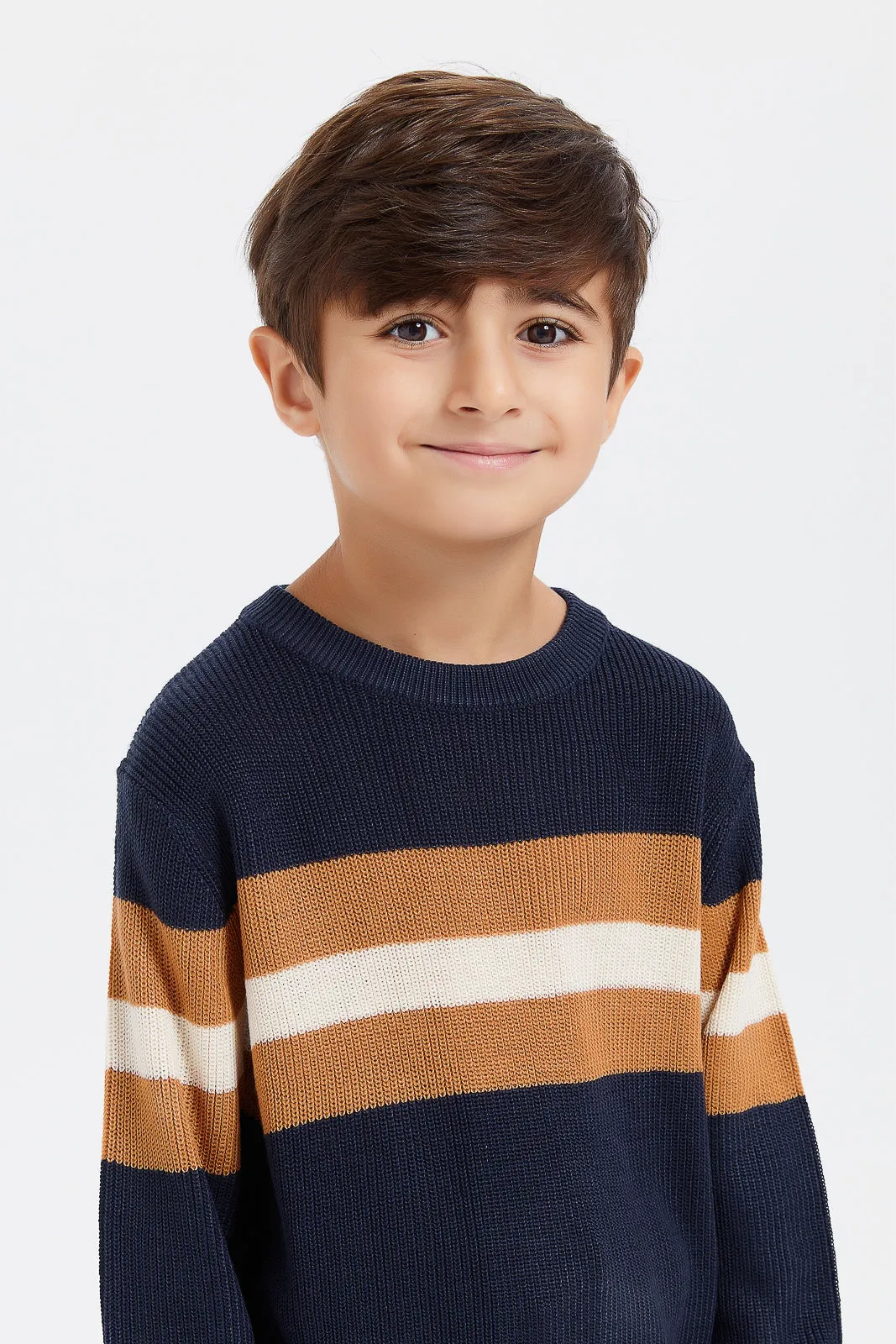 Boys Navy Knitted Jumper