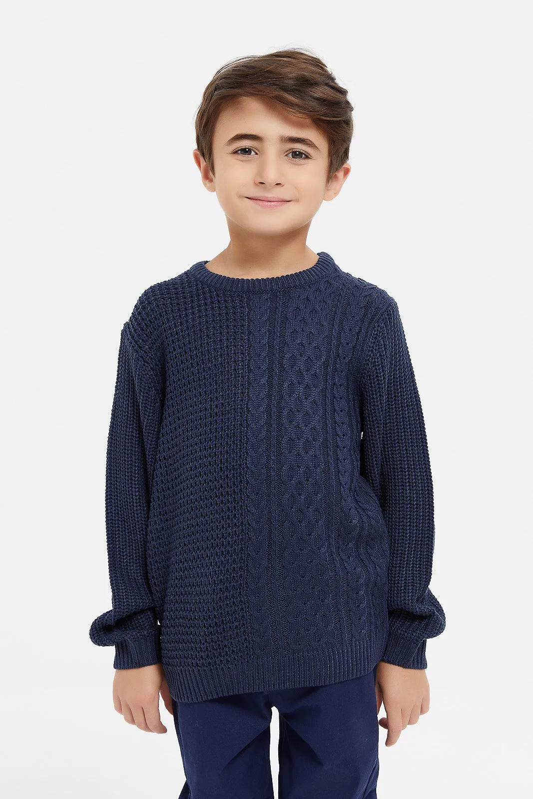 Boys Navy Knitted Pullover