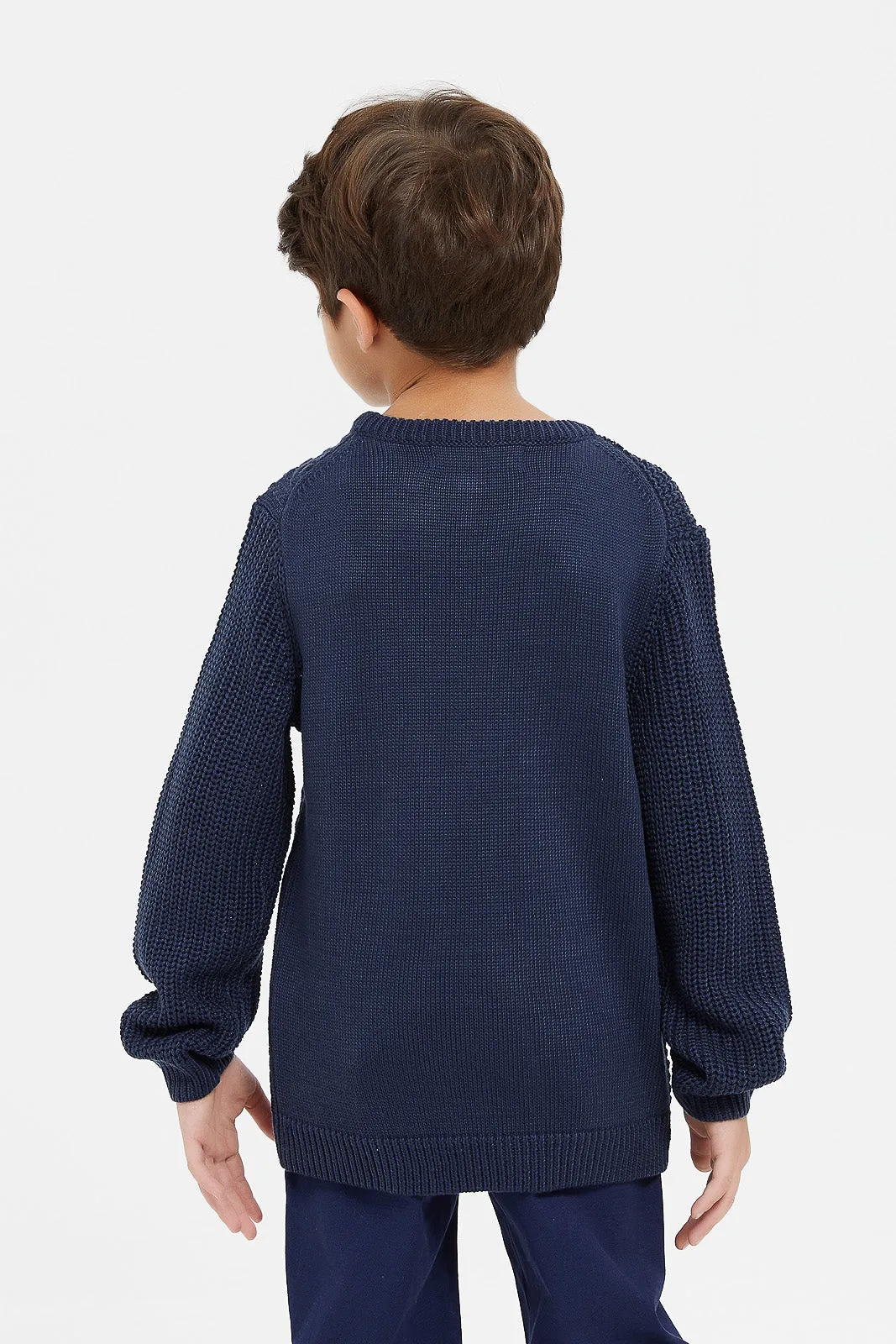 Boys Navy Knitted Pullover