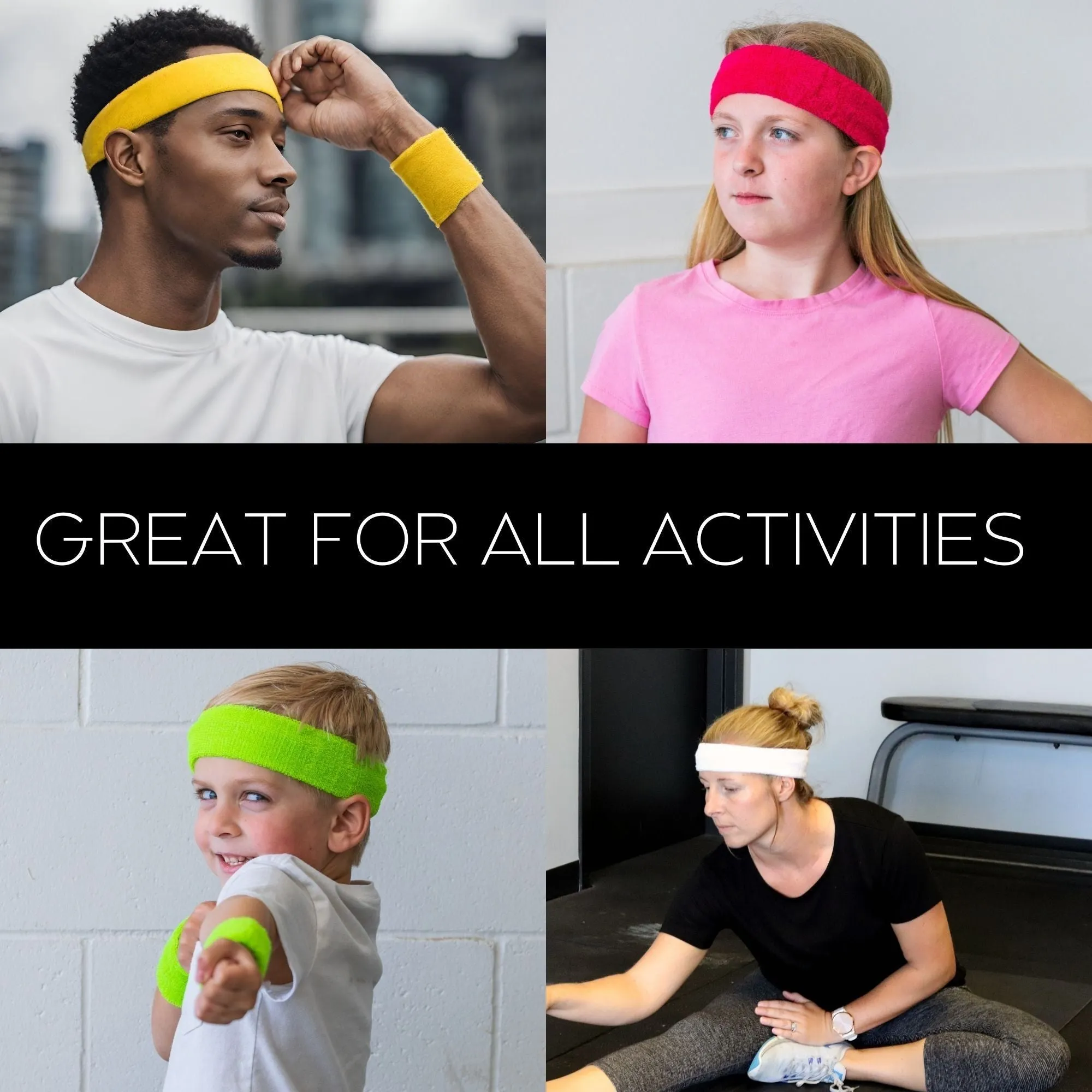 Bright Head Sweatbands - 4 Pack