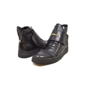 British Walkers Empire Men's Black Leather Crepe Sole High Tops