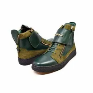 British Walkers Empire Men's Green Leather Crepe Sole High Tops