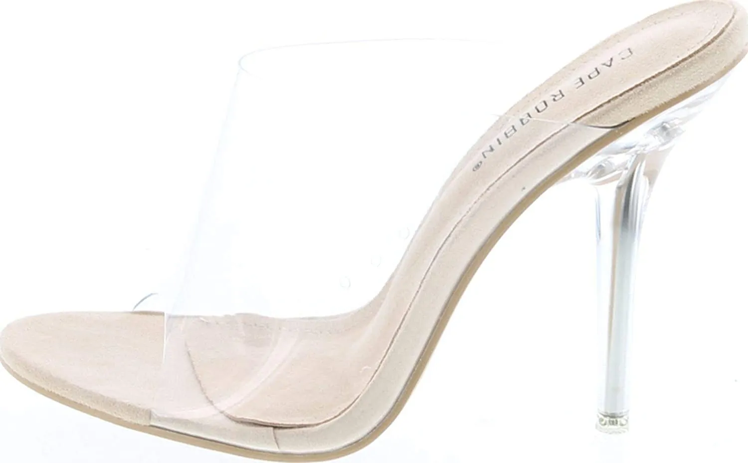 Cape Robbin Allure Women's Dressy Peep Toe Clear Transparent Strap Slip On Clear Heels