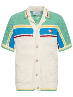 Casablanca   Crocheted cotton tennis shirt 