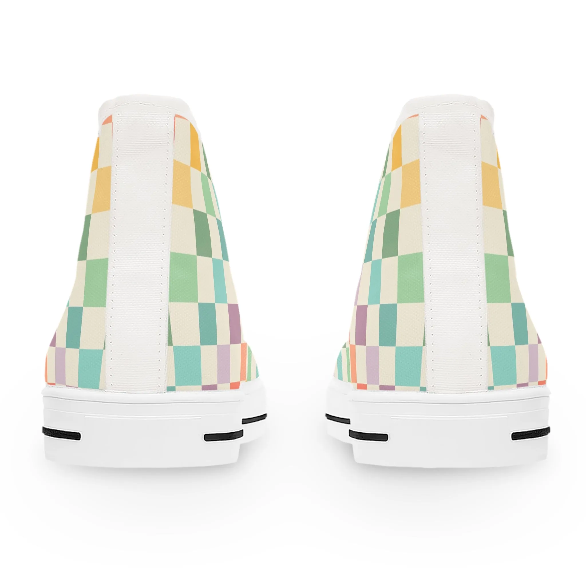 Checkered Square Colorful Women's High Top Sneakers