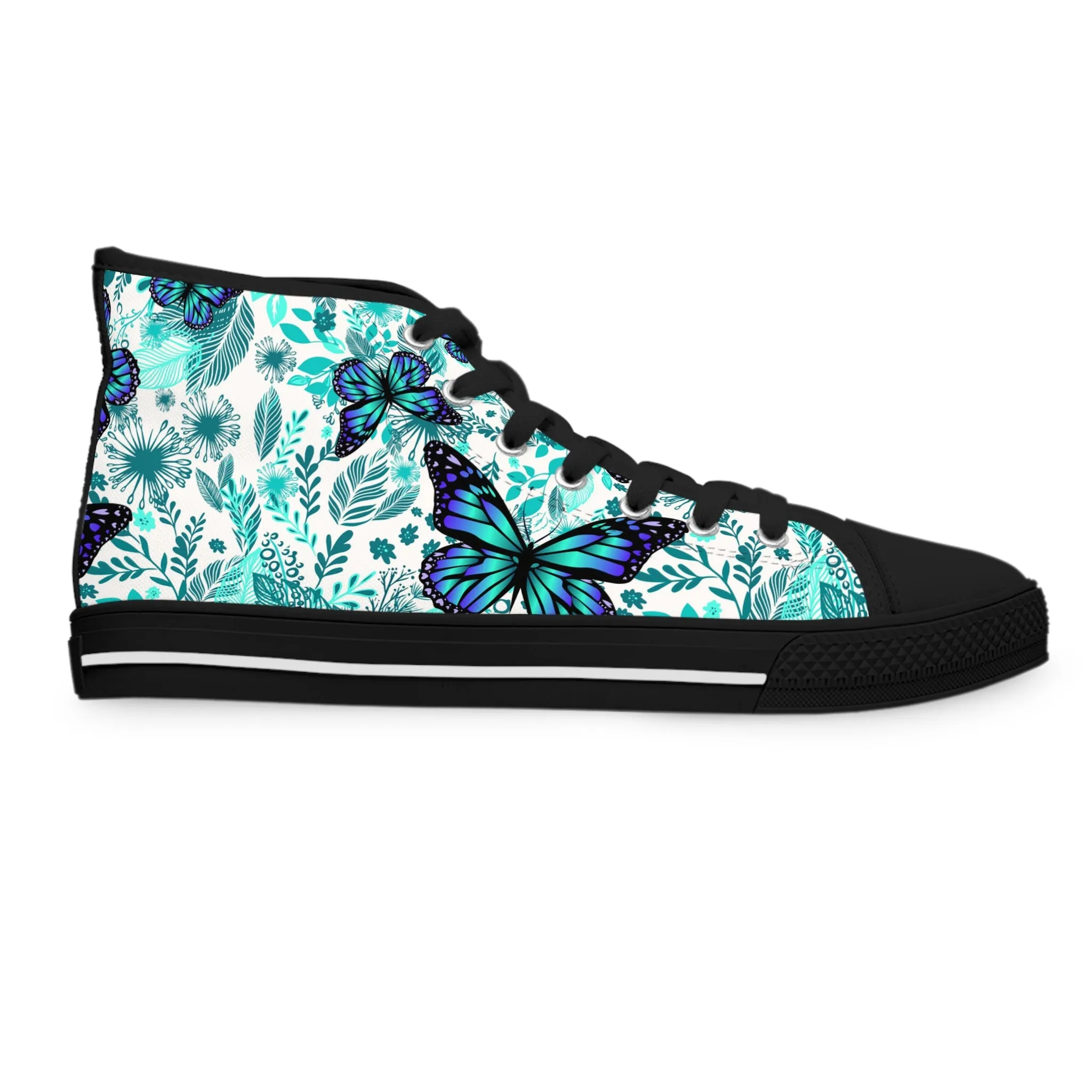 Colorful Blue Butterflies Women's High Top Sneakers