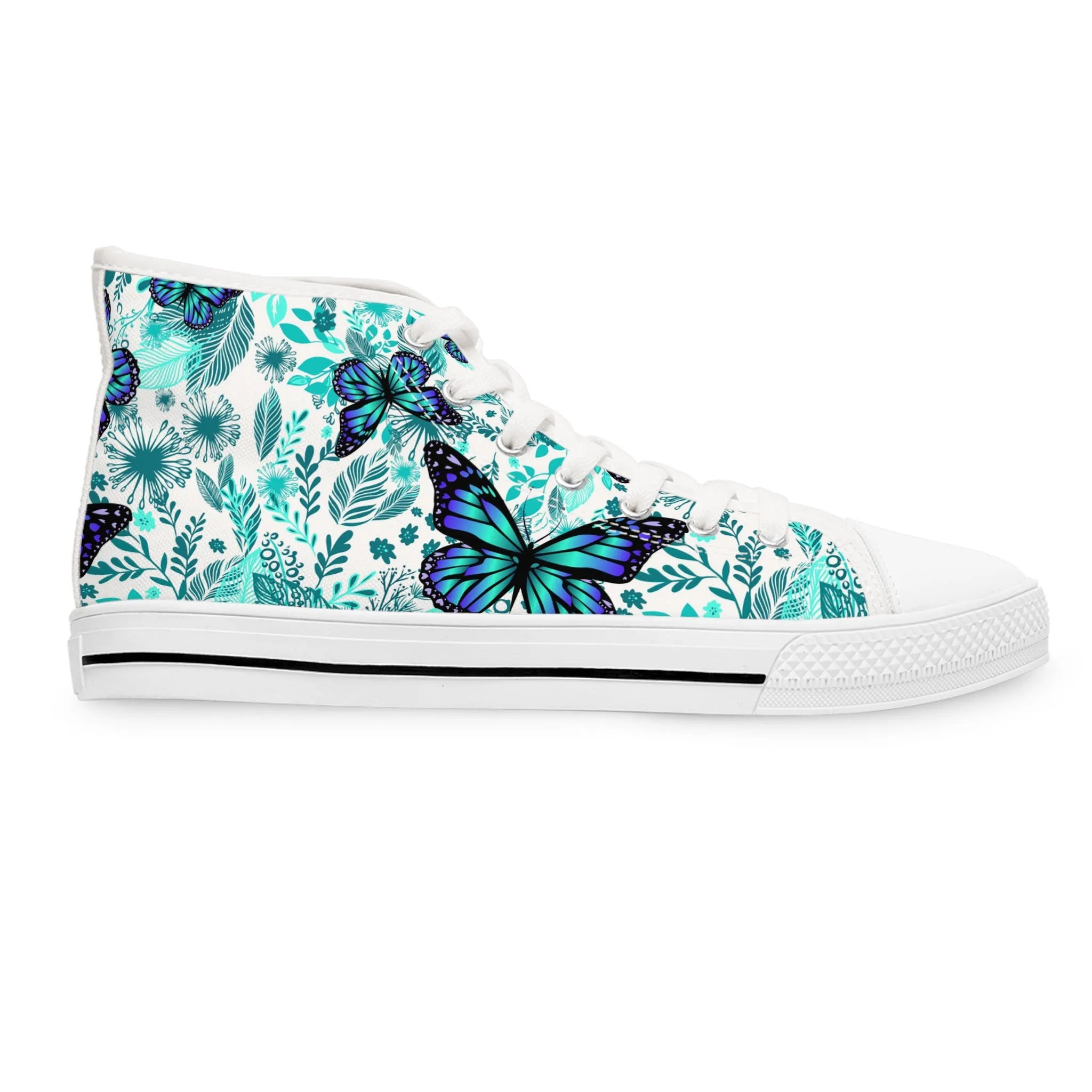 Colorful Blue Butterflies Women's High Top Sneakers