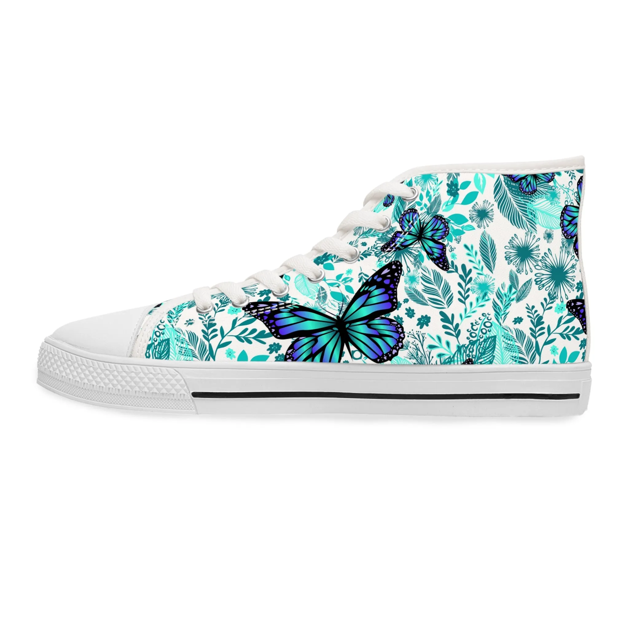 Colorful Blue Butterflies Women's High Top Sneakers