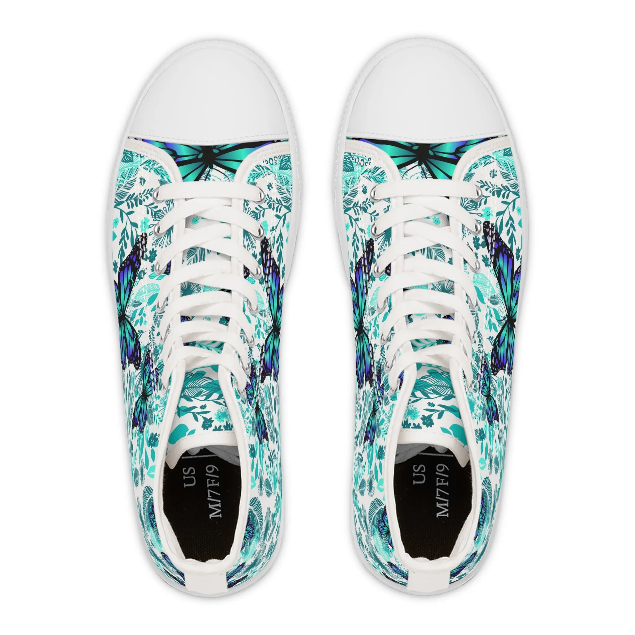 Colorful Blue Butterflies Women's High Top Sneakers