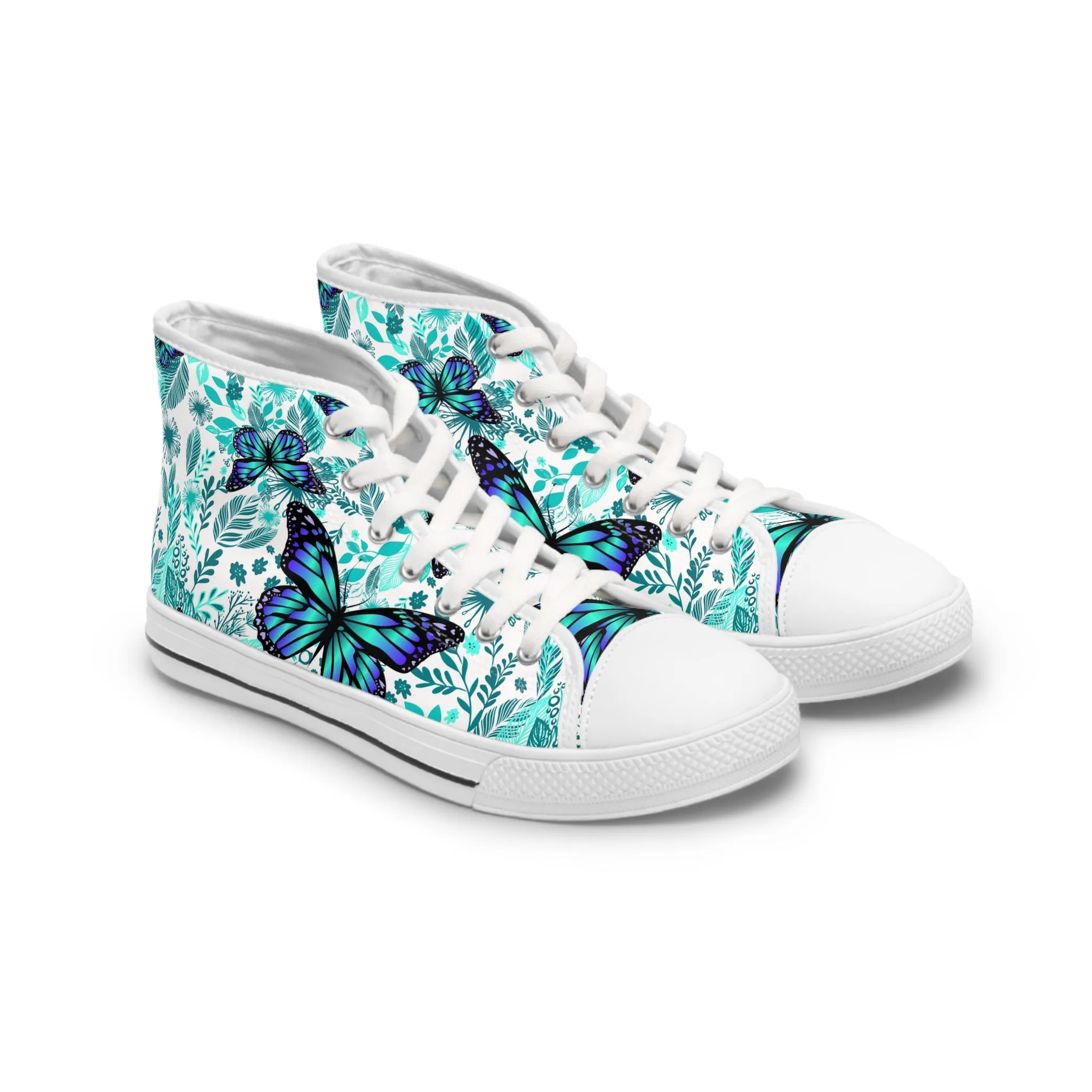 Colorful Blue Butterflies Women's High Top Sneakers