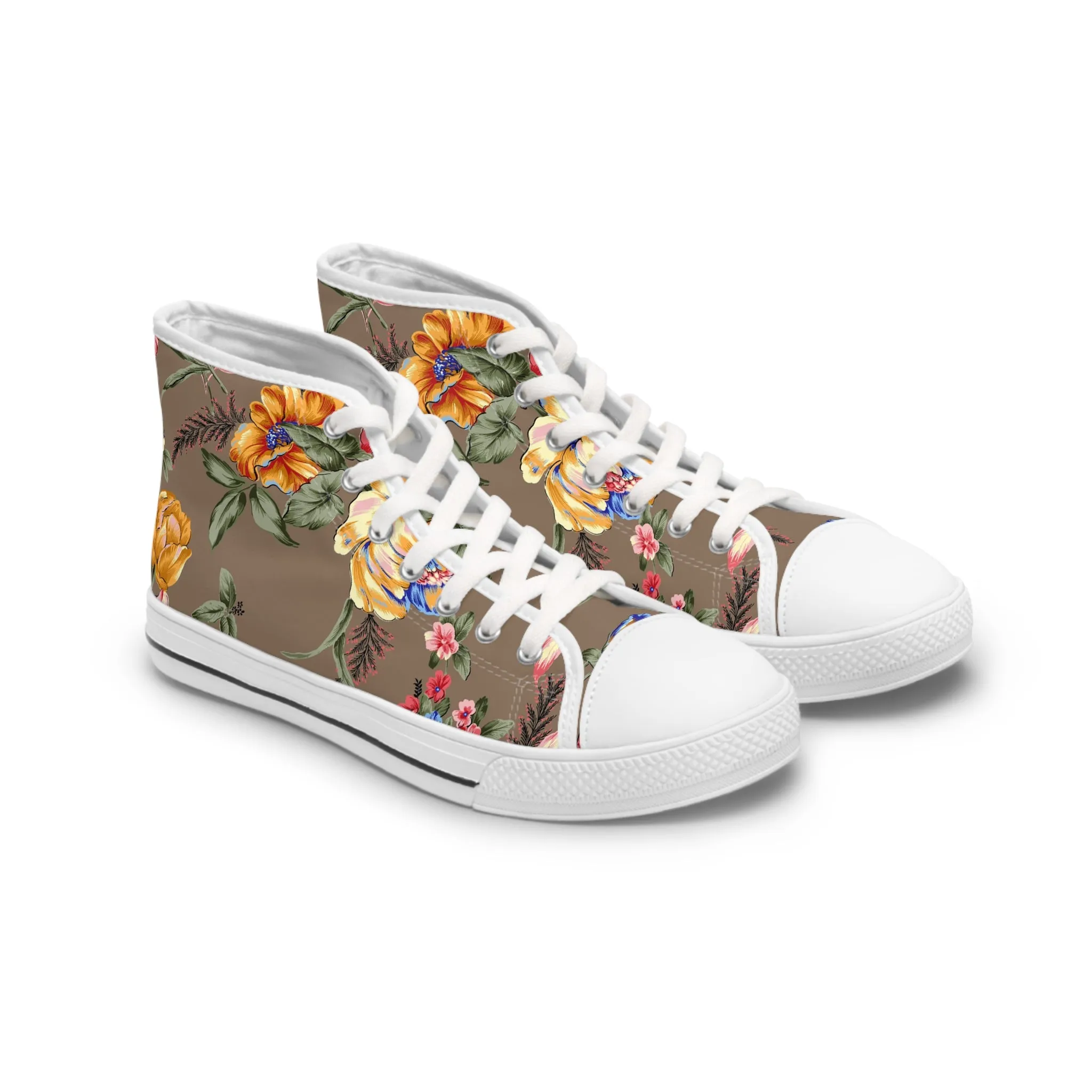 Colorful Botanical Rose Bouquet Women's High Top Sneakers