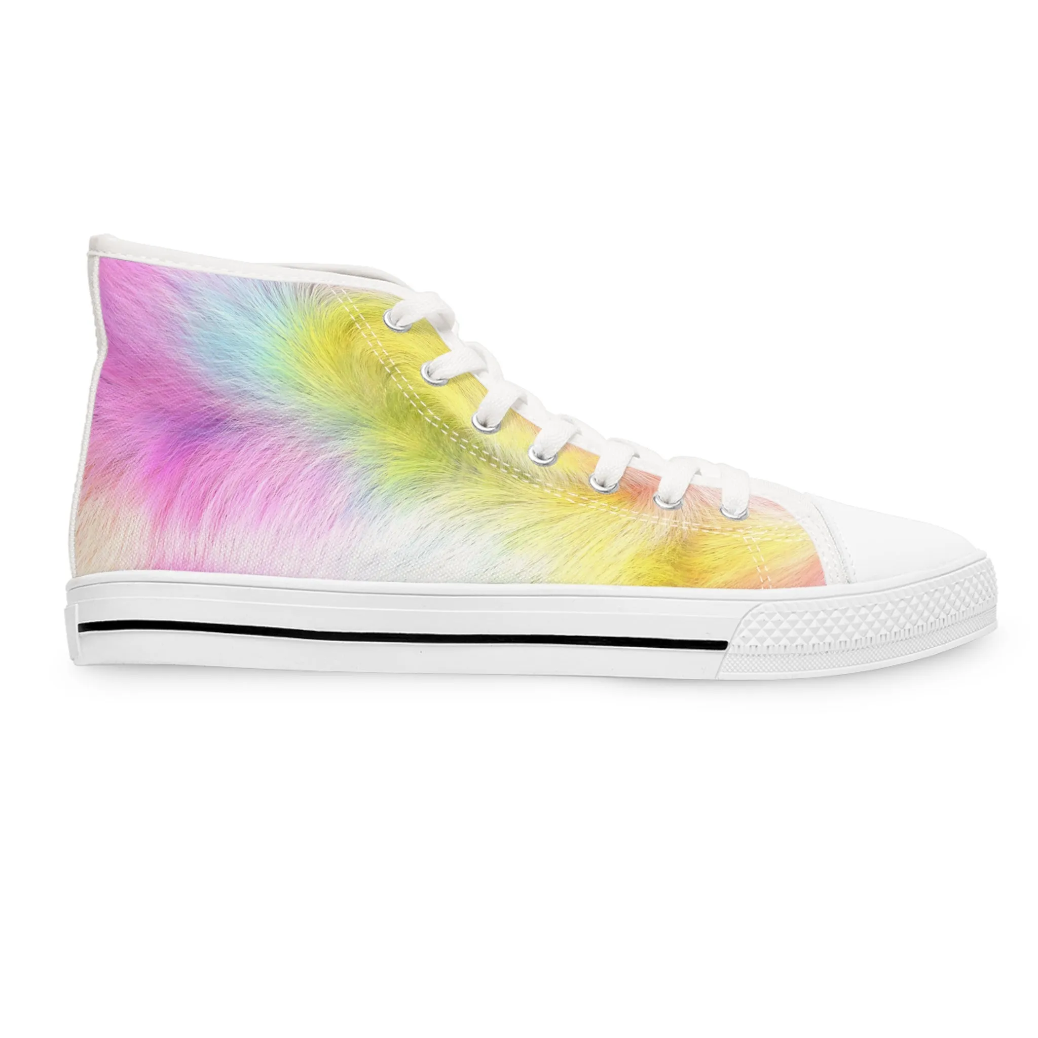 Colorful Faux Fur Women's High Top Sneakers